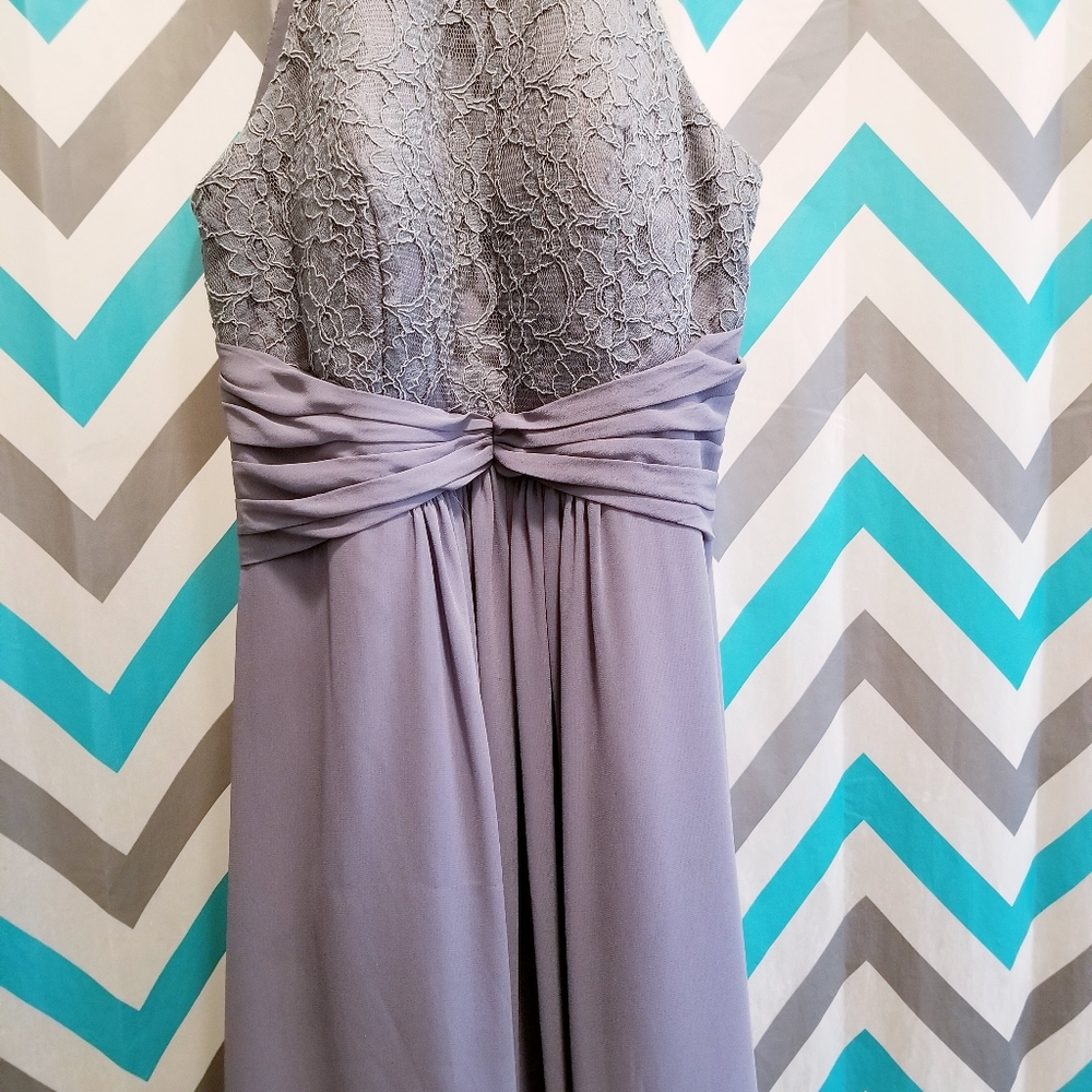 ❤PROM IS COMING!!! Gray halter style long  dress - Picture 6 of 8